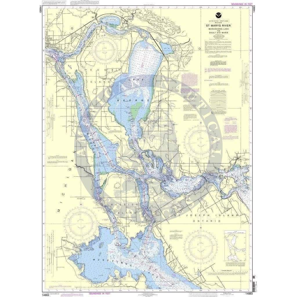 Munuscong Bay Fishing Map Noaa St Marys River Chart 14883 | Noaa Chart | Noaa Map