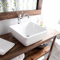 White Sink, Rustic Mirror Frame