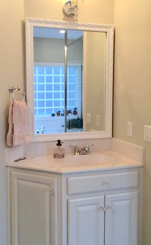 White Wood Bathroom Mirror Frame