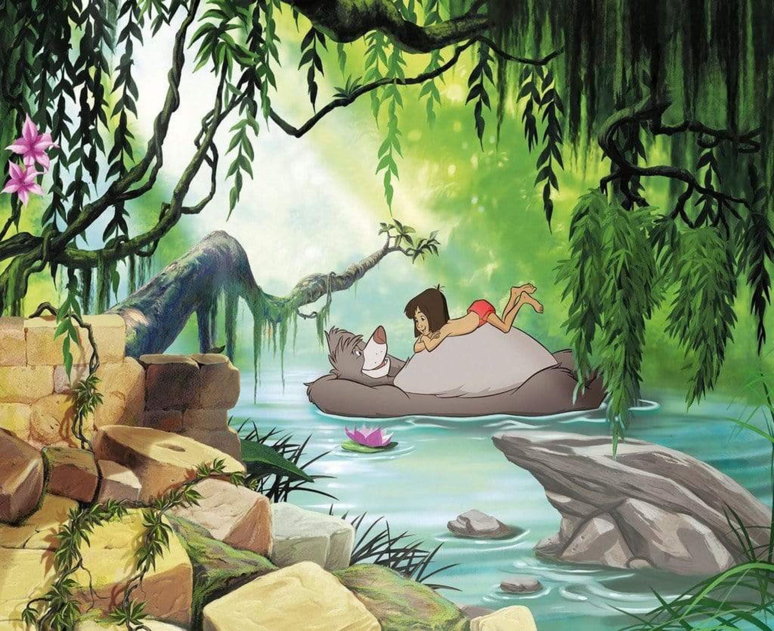 Mediaan Levering Handvol Jungle Book Swimming with Baloo Behang 368x254cm | Yourdecoration.com