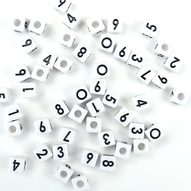 White Number Square Beads by Creatology™ 