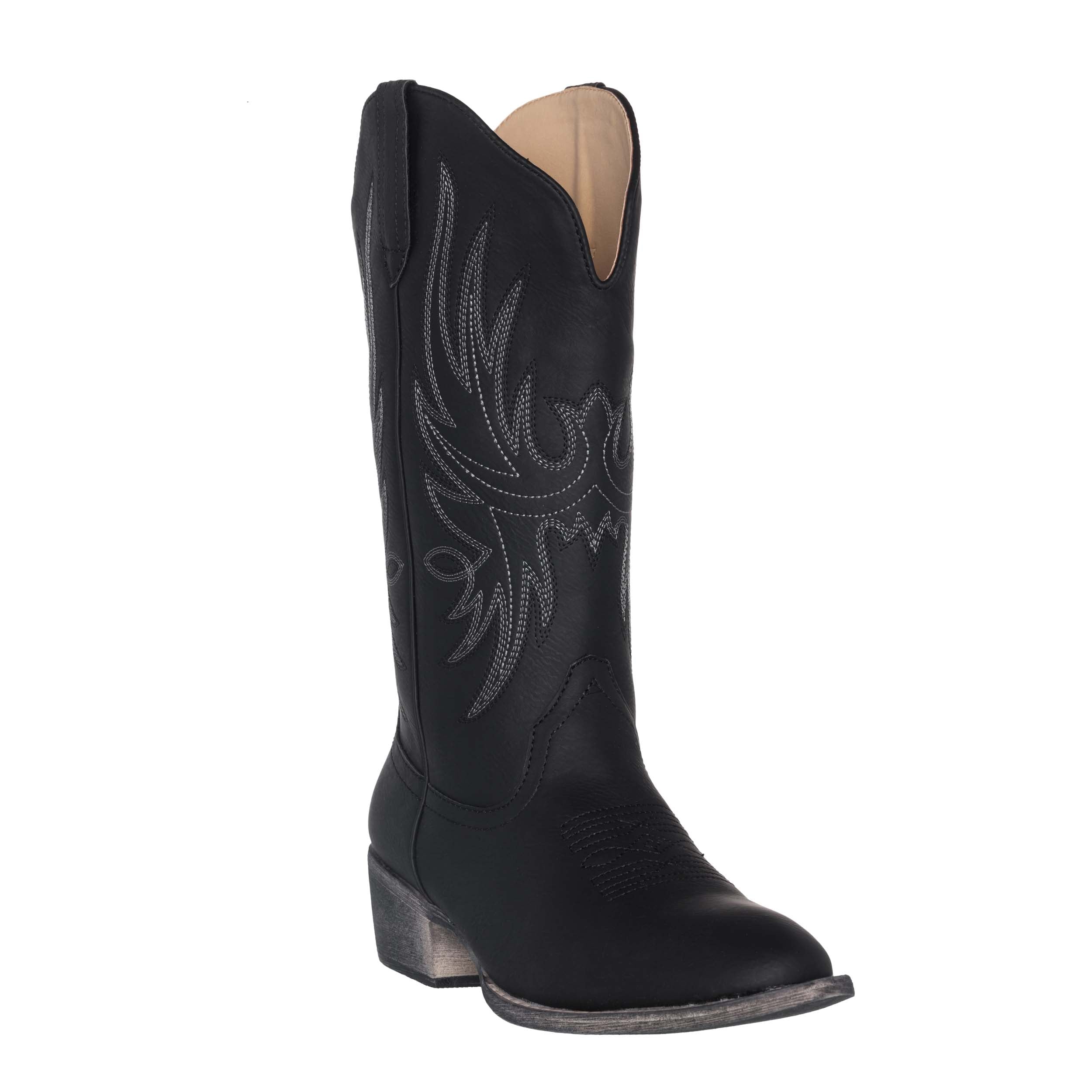 black and gray cowgirl boots