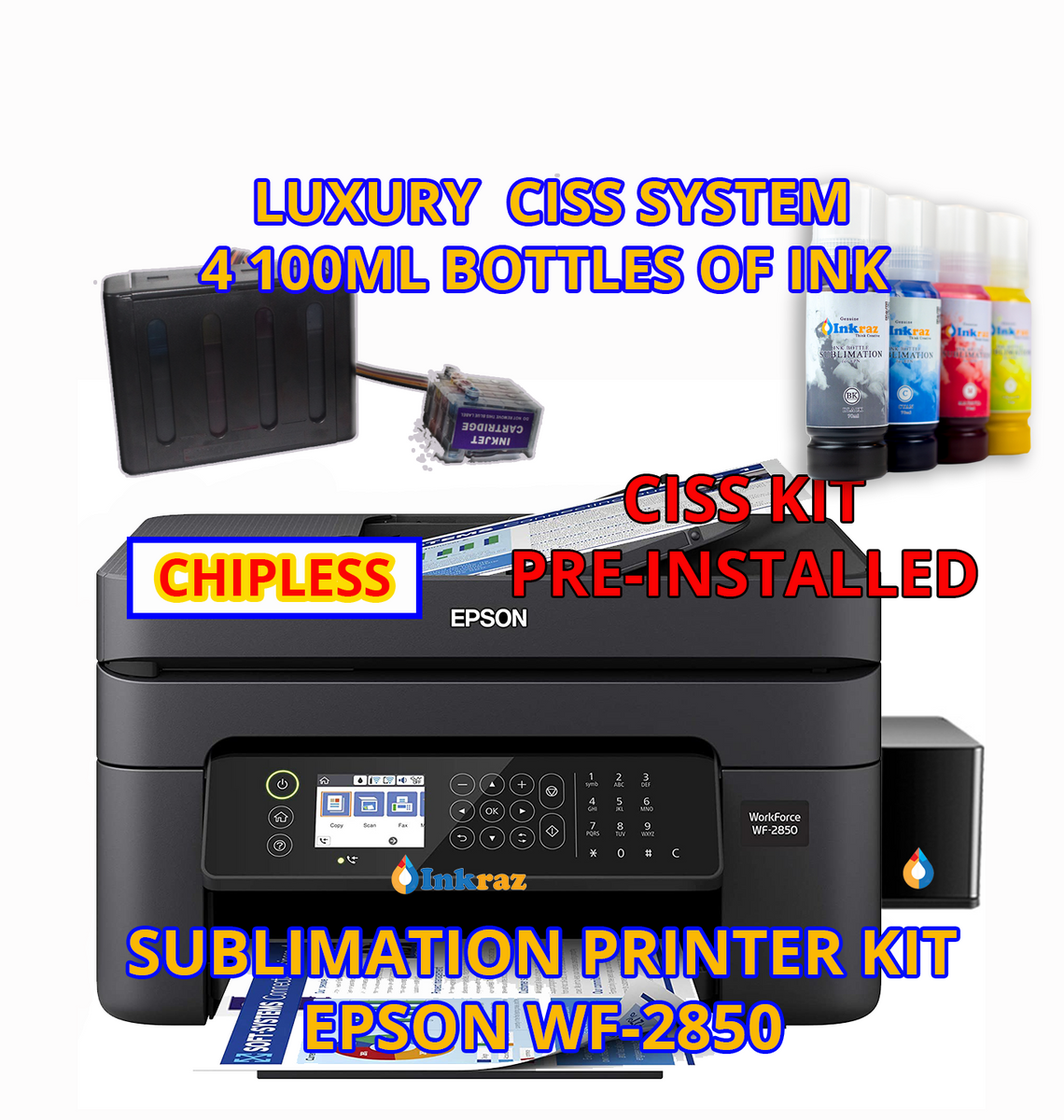 Epson Wf 2850 Black Or White With Sublimation Ink Sublimation Printer Inkraz 0335