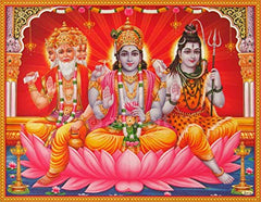 Brahma, vishnu, mahesh together in a single picture 