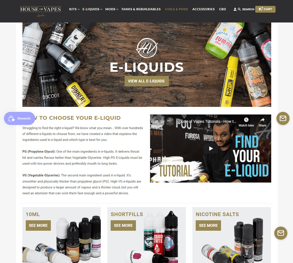 House of Vapes Shopify Website example