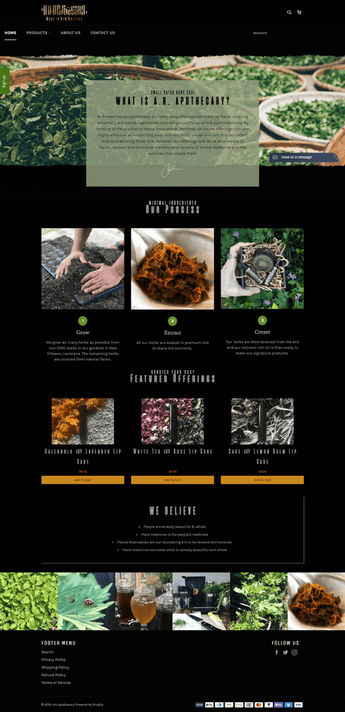 A.H Apothecary homepage