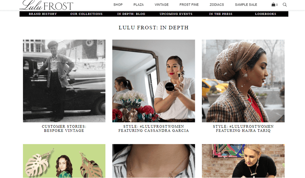 Lulu Frost Shopify Blog Pages