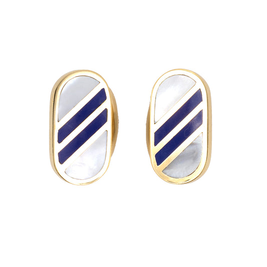 Estate Mother-of-Pearl & Lapis Oval Cufflinks