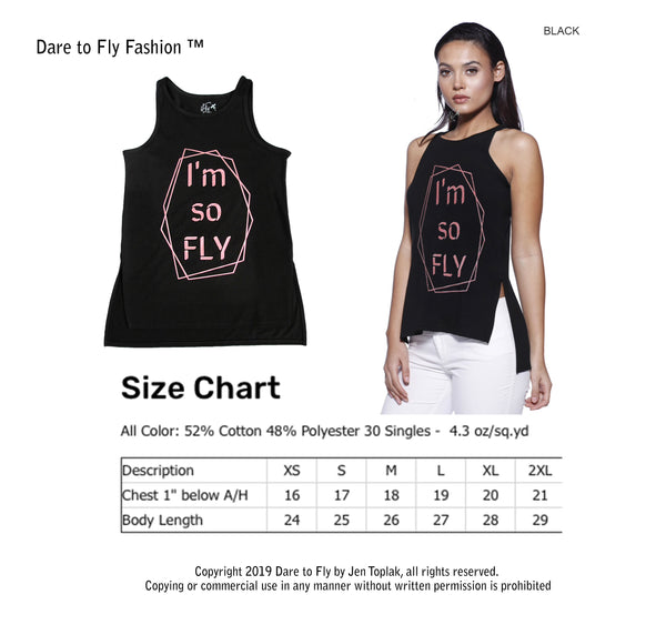 I am so fly size chart female pilot tank top