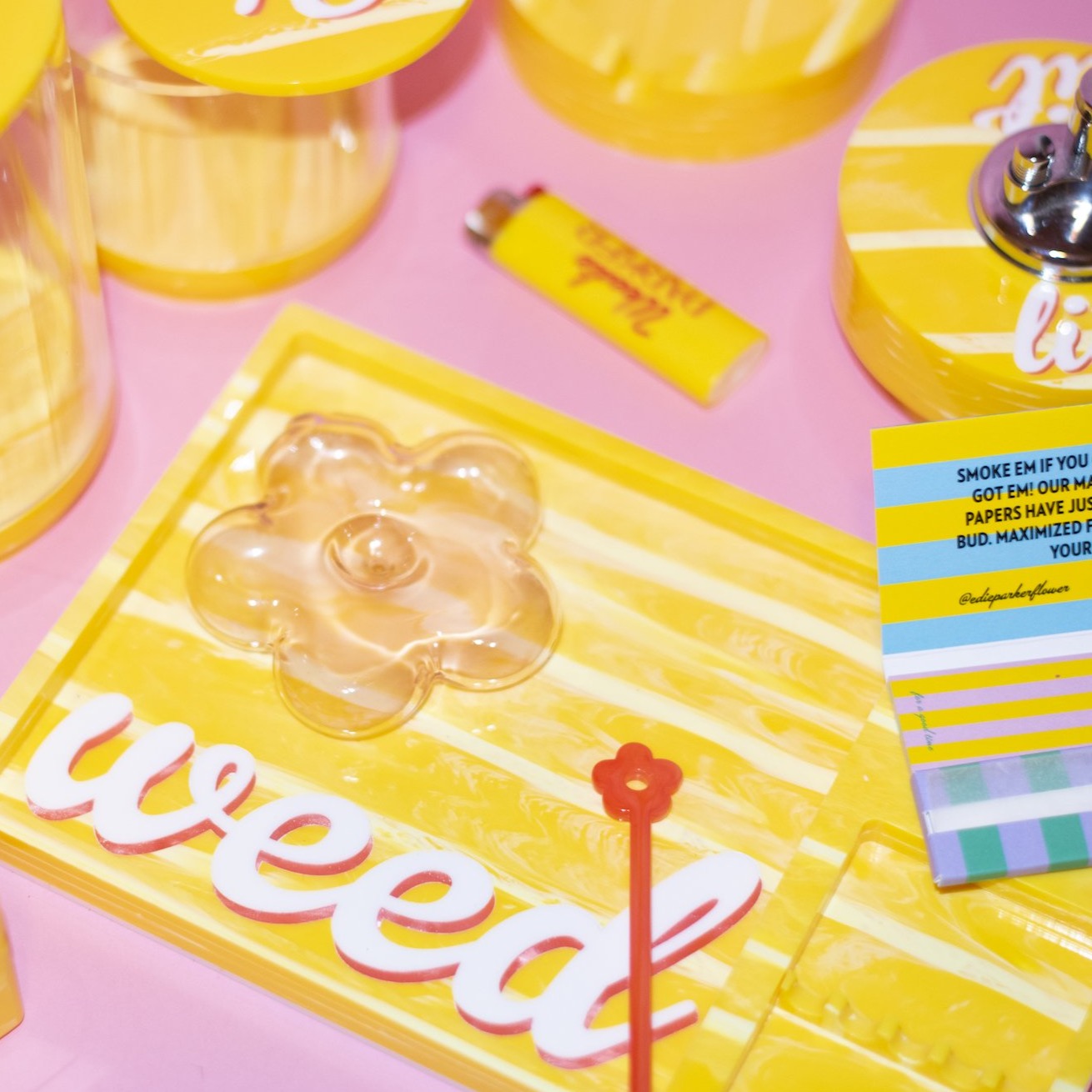 Weed Rolling Tray Insert in Yellow Marble