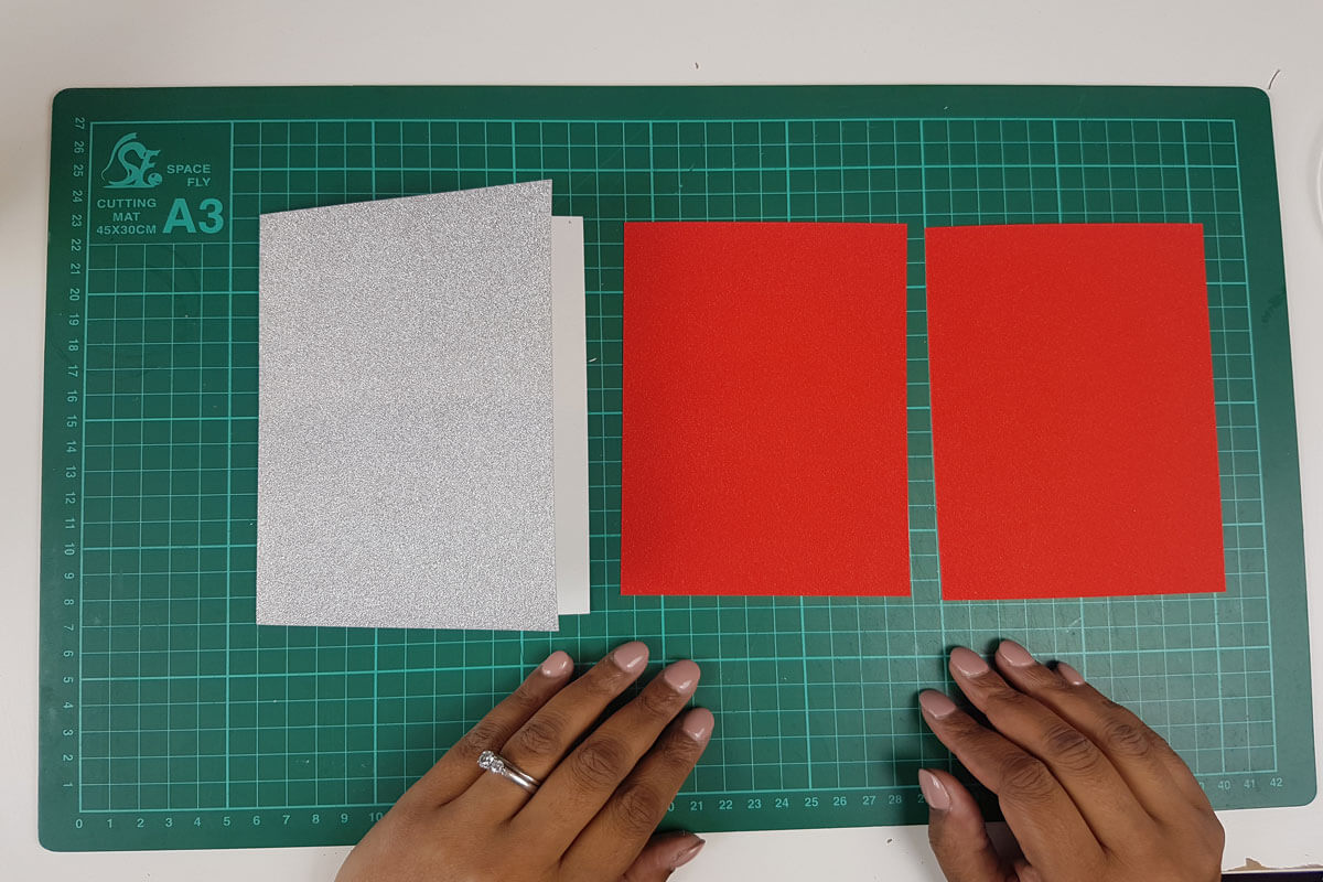 How To Make a 3D Christmas Pop Up Card - picture cardstock used for the inner cover