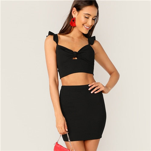 black tie skirt and top