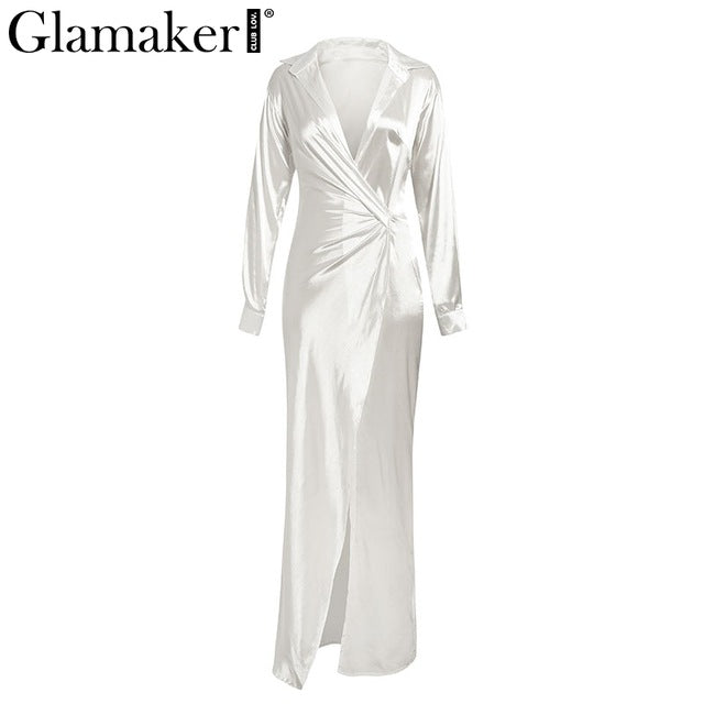 long white satin robe