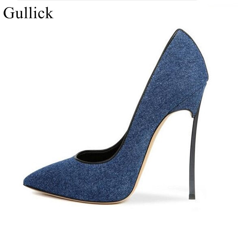 Gullick Dark Blue Denim High Heels 