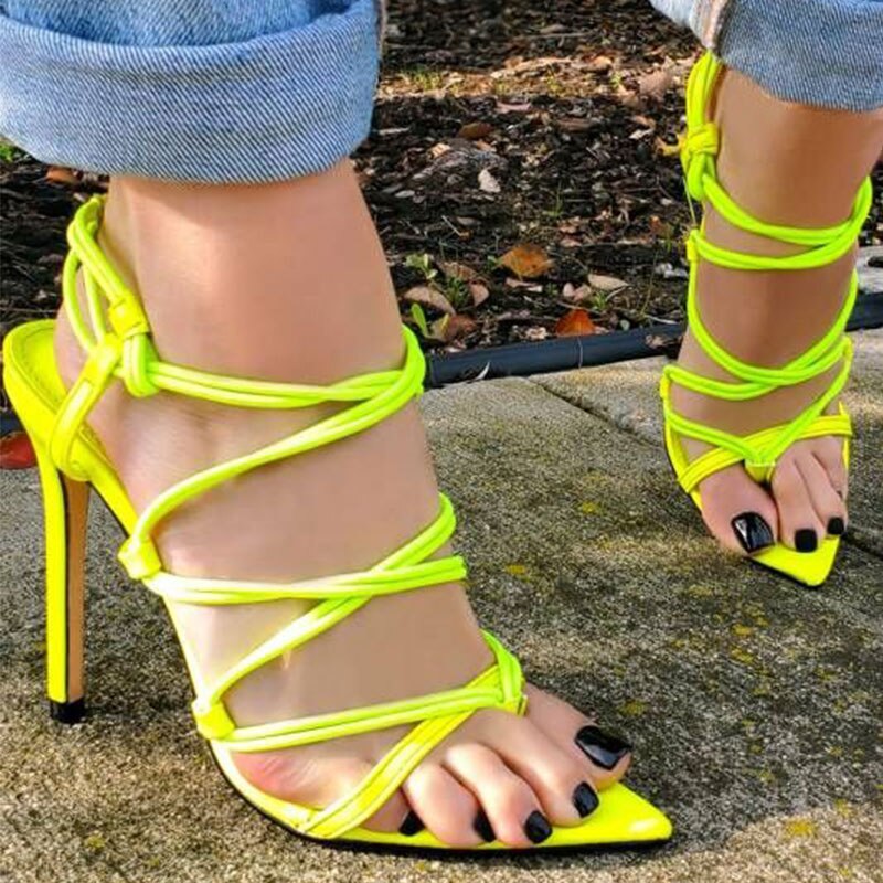 neon color high heels