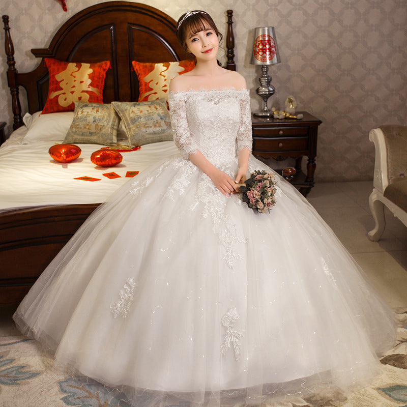 boat neck ball gown wedding dress