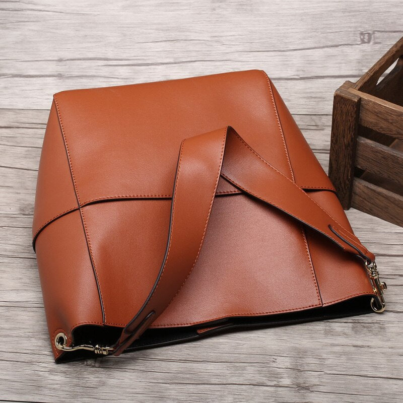 large leather bucket handbags