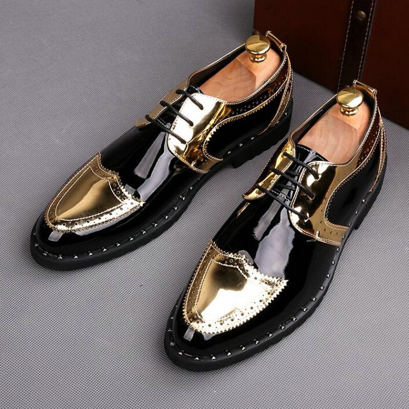 black and gold formal shoes