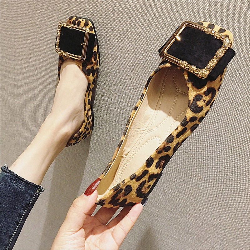 Leopard Shoes Women Flats Casual Slip 