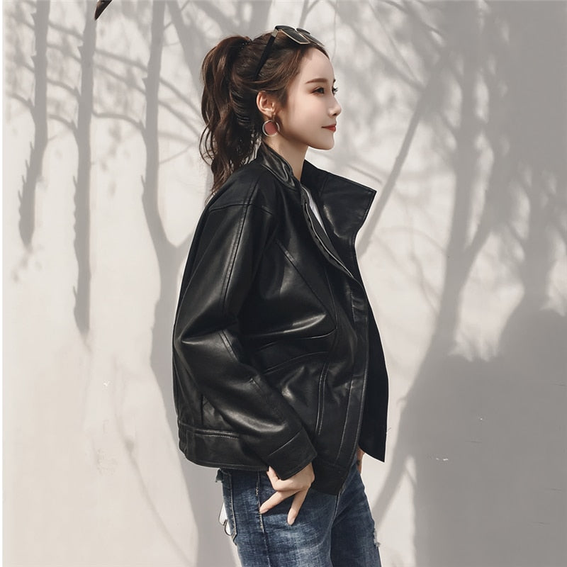 girls short leather jacket