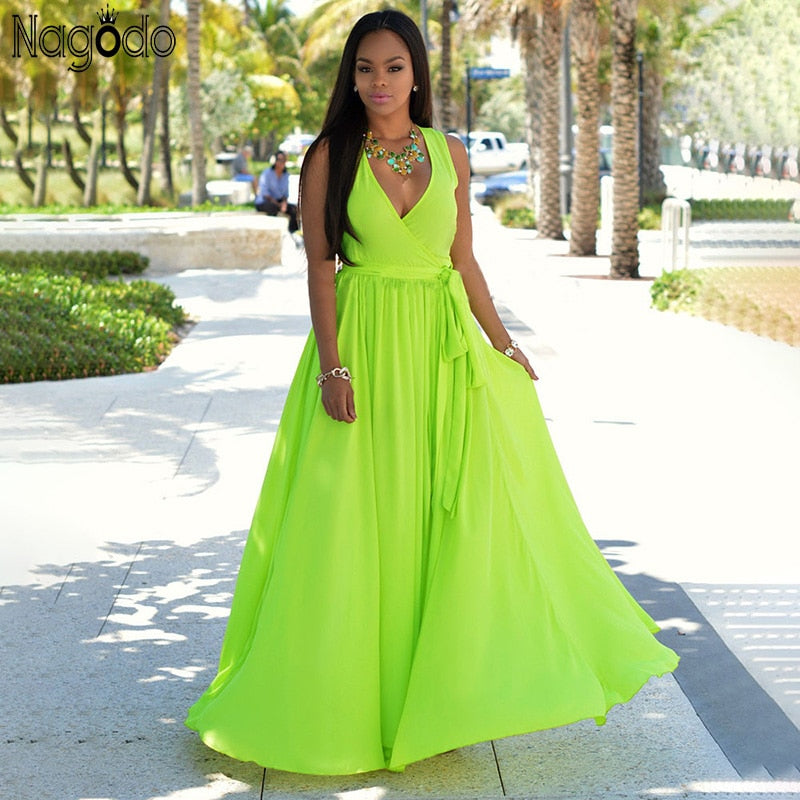 long neon dress