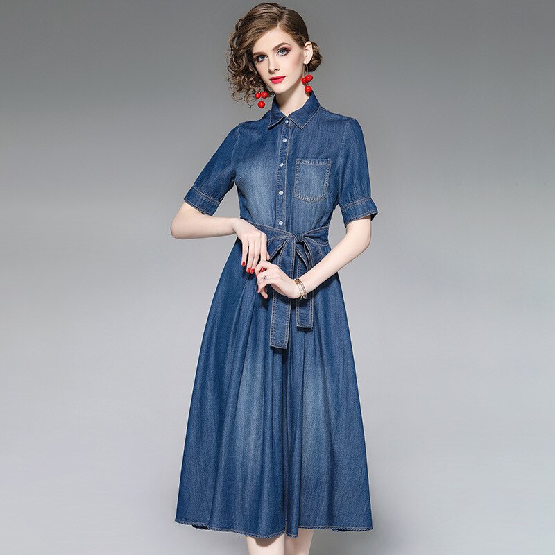 short sleeve blue jean dress