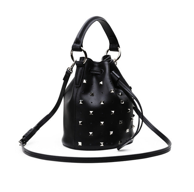 genuine leather bucket handbag