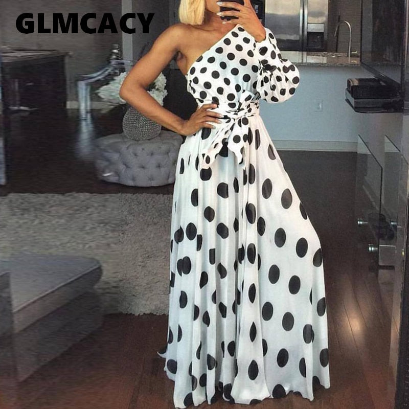 long polka dot maxi dress