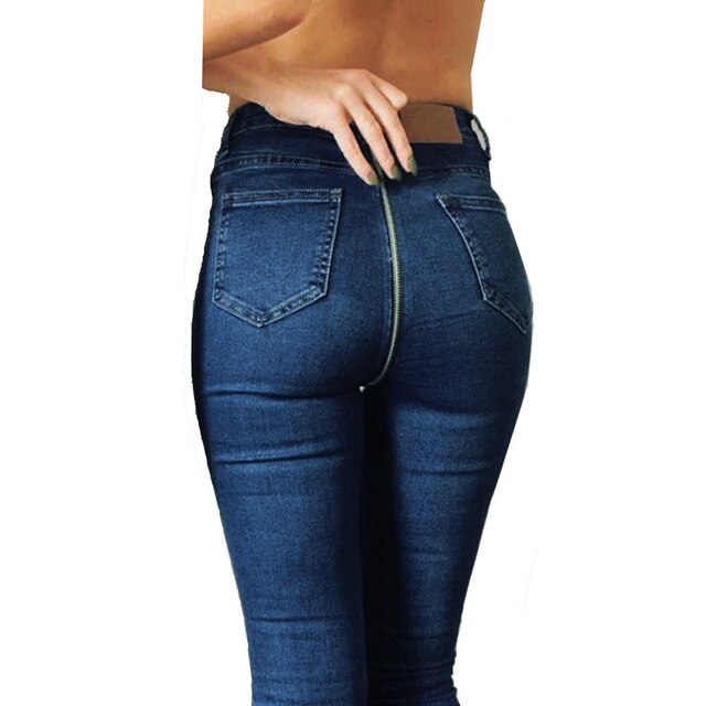 women's rear zipper jeans