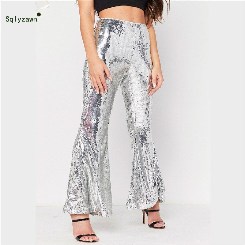 flare pants glitter