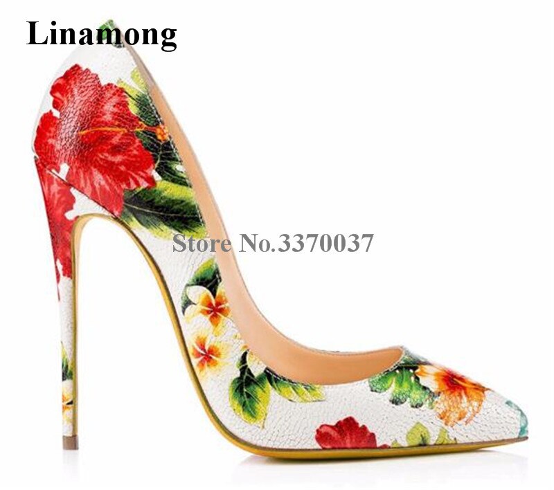 Mix-colors Flowers Printed Stiletto 