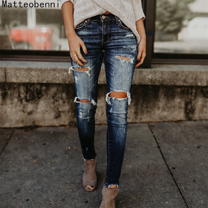 boyfriend hole ripped jeans