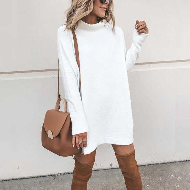 turtleneck oversized sweater dress