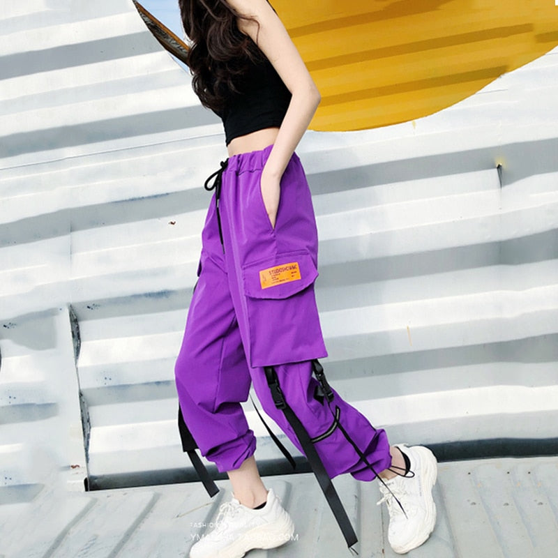 purple cargo pants womens