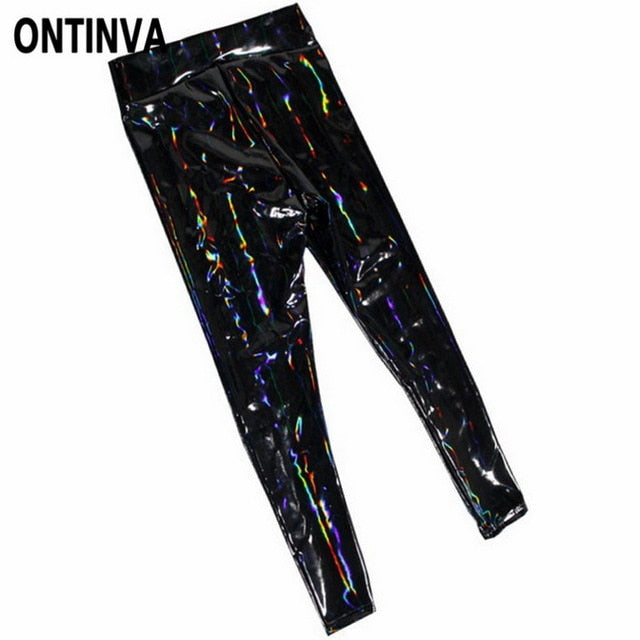 rainbow leather pants