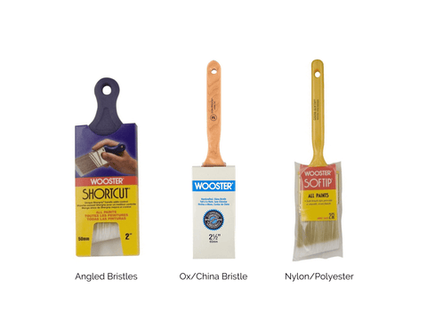 Bend Tool Co. -  Wooster paint brush types for baseboards, ox/china bristle, nylon polyester, and angled.