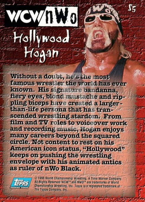 1998 Topps Wrestling WCW NWO Series 1 Insert Sticker Trading Cards S5  Hollywood Hogan