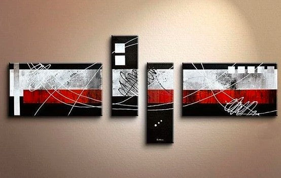 Canvas Art, Large Abstract Art, Oil Painting, Black and Red Canvas Painting, Painting for Sale