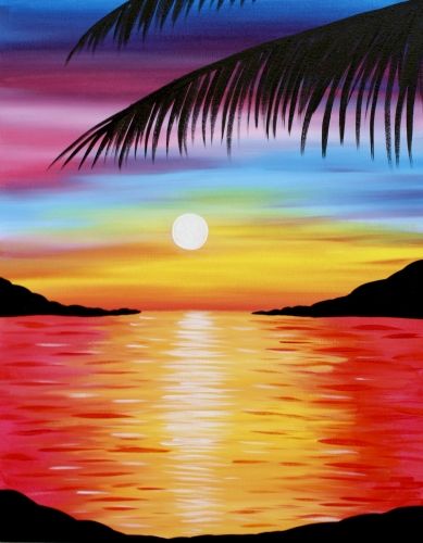 Sunrise Painting, Beach Paintings, Acrylic Landscape Paintings, Easy Landscape Paintings Ideas for Beginners