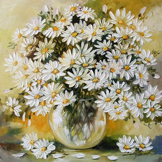 Daisy Flower Paintings, Acrylic Flower Paintings, Abstract Flower Paintings, Flower Paintings for Beginners