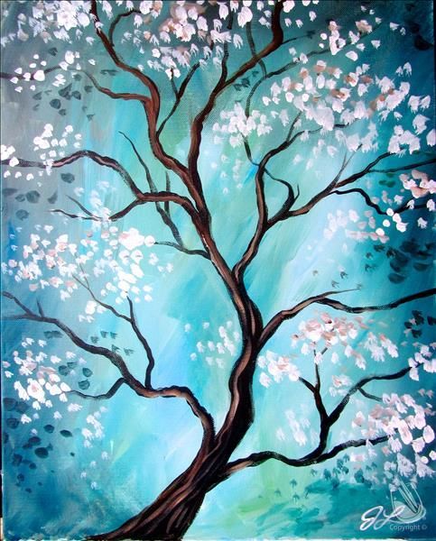 Flower Tree Paintings, Abstract Tree Paintings, Easy Tree Paintings for Beginners, Acrylic Tree Painting