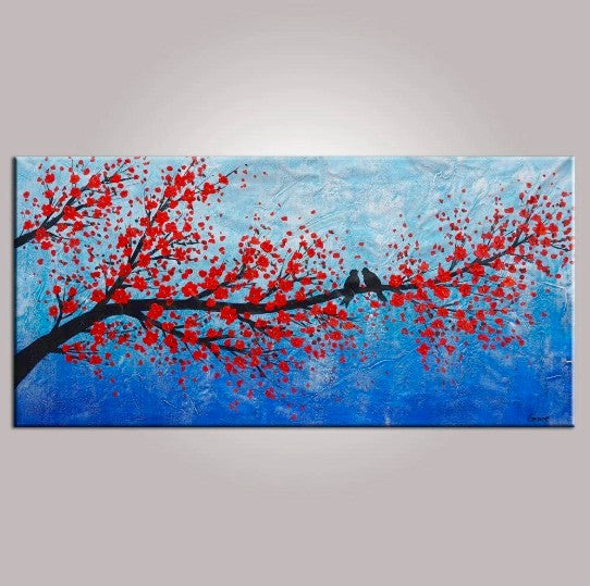 Contemporary Wall Art, Abstract Art, Modern Art, Love Birds Painting, Art for Sale