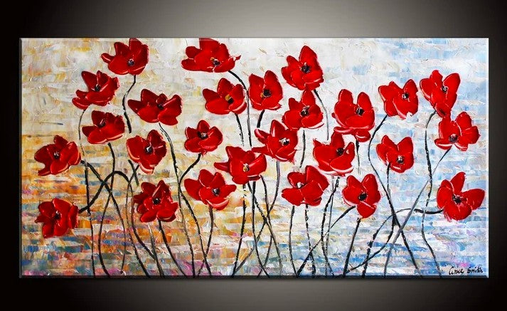 Flower Painting, Acrylic Flower Painting, Abstract Flower Painting, Texture Paintings, Red Flowers