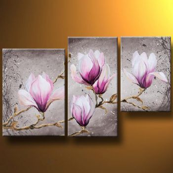 Magnolia Flower Paintings, Acrylic Flower Paintings, Flower Paintings, 3 Piece Wall Art Paintings, Paintings for Living Room