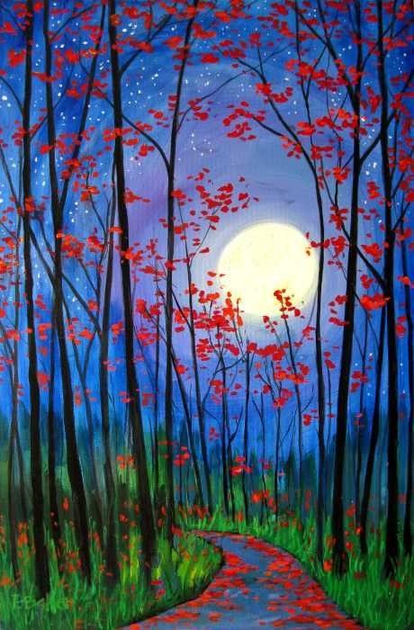 Forest Tree Paintings, Tree Paintings, Easy Tree Paintings for Beginners, Canvas Tree Painting