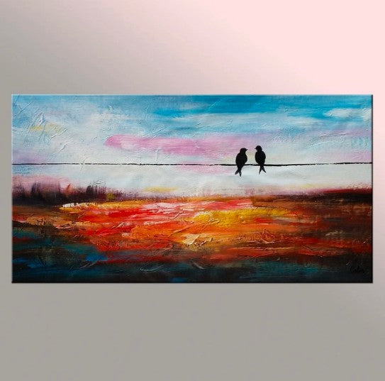 Contemporary Abstract Artwork, Wall Art, Modern Art, Love Birds Painting