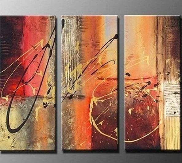 Abstract Lines, Bedroom Wall Art, Canvas Painting, Abstract Painting for Bedroom, Acrylic Art for Living Room, 3 Piece Wall Art