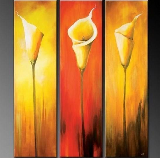 Calla Lily Flower Paintings, 3 Piece Wall Art, Flower Paintings Abstract, Flower Canvas Paintings, Simple Paintings