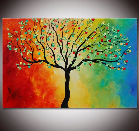 Easy Tree Painting Ideas for Beginners, Acrylic Tree Painting, Tree Canvas Art, Tree Landscape Paintings