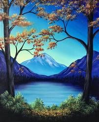 Tree Painting, Mountain Landscape Painting, Easy Landscape for Beginners, Wall Art Paintings